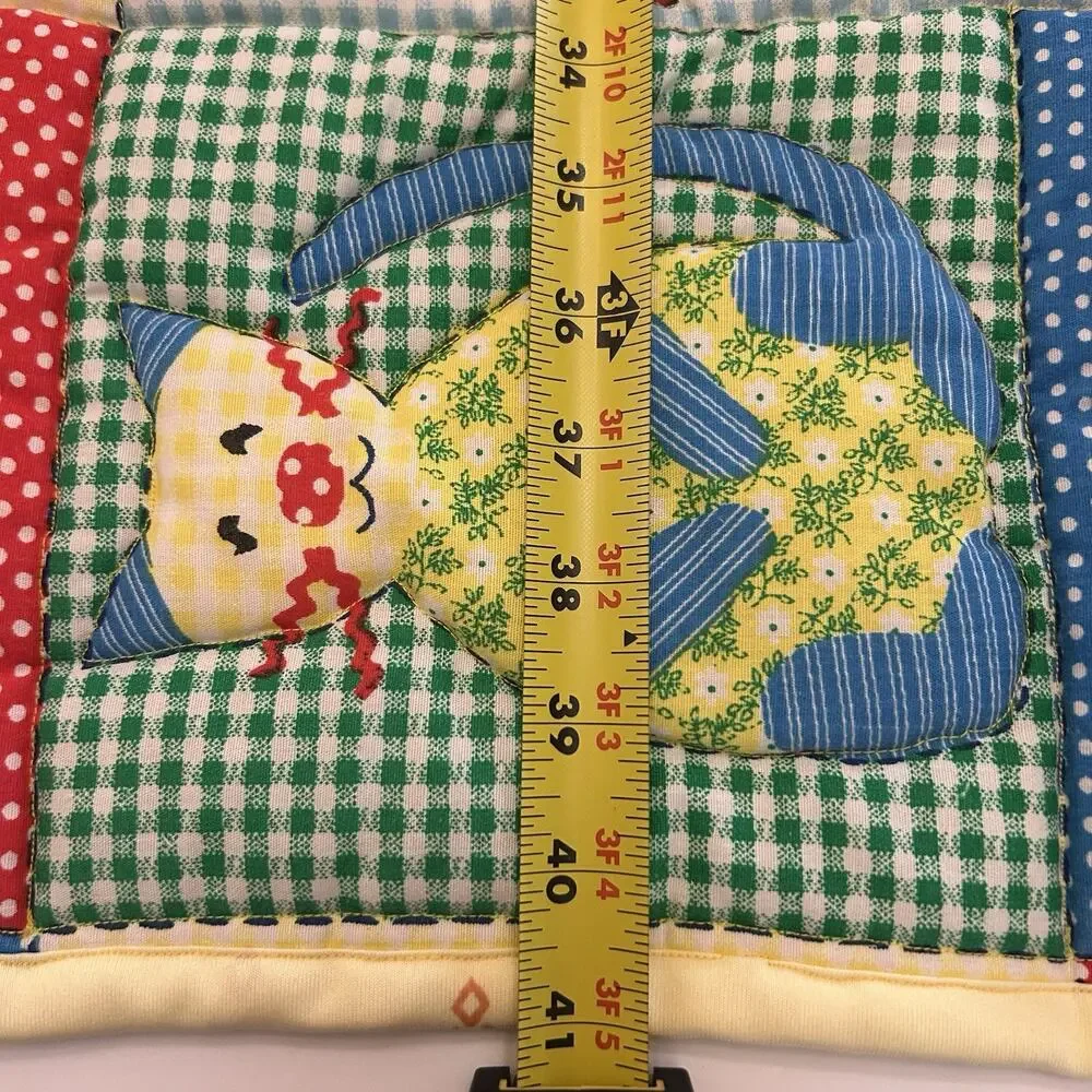 VTG Handmade Baby Novelty Gingham Patchwork Animals Quilt Cotton Fabric 42